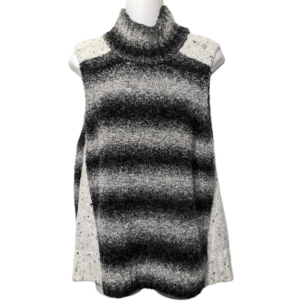 INTERMIX Ombre Striped Sleeveless Turtleneck Sweater L